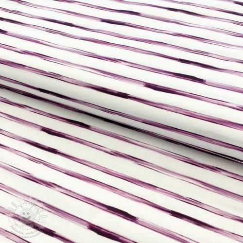 Bavlněná látka Snoozy fabrics Friends stripe purple digital print