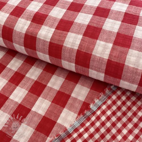 Levně Dvojitá gázovina/mušelín Double sided CHECKS MINI red