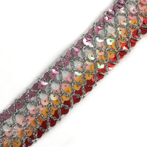 Stuha Sequin MULTI red