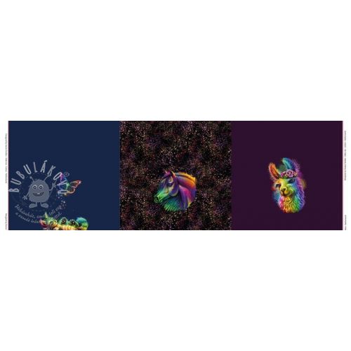 Levně Teplákovina Rainbow lama PANEL digital print