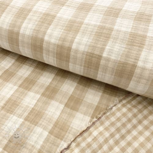 Levně Dvojitá gázovina/mušelín Double sided CHECKS MINI beige