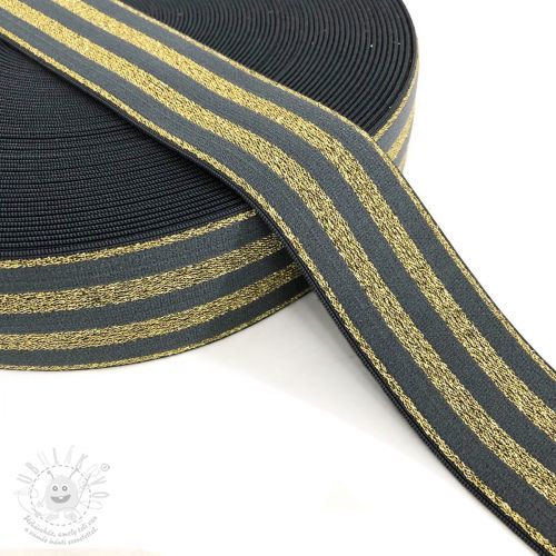 Levně Guma hladká 4 cm LUREX GOLD dark grey